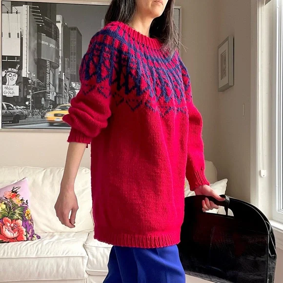 Chunky knit fairisle sweater - Picture 3 of 10